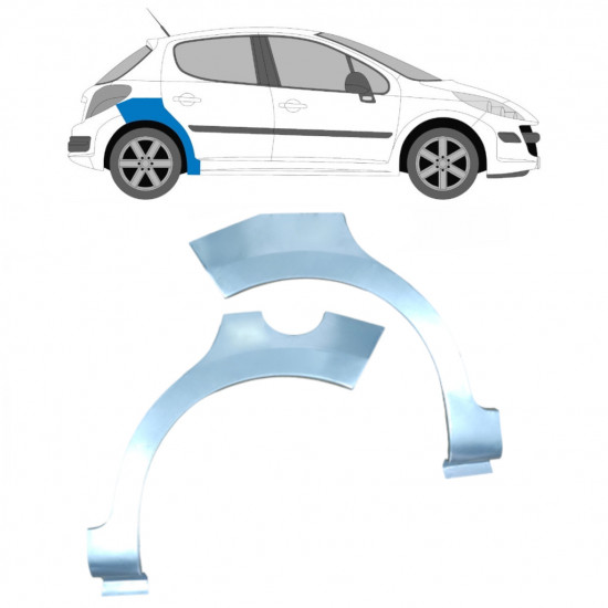 Panneau de réparation arc d'aile arrière pour Peugeot 207 2006-2013 / Gauche+Droit / Ensemble 9513