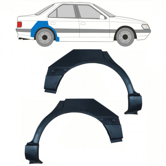 Panneau de réparation arc d'aile arrière pour Peugeot 405 1987-1996 / Gauche+Droit / Ensemble 10783