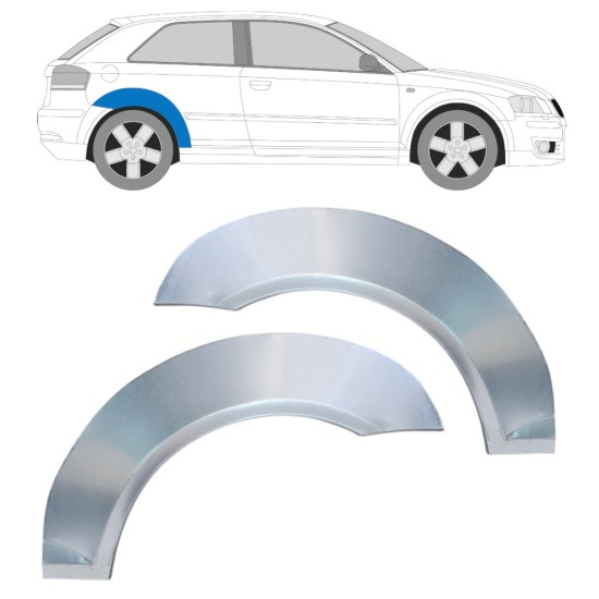 Panneau de réparation arc d'aile arrière pour Audi A3 8P 2003-2012 / Gauche+Droit / Ensemble 16321