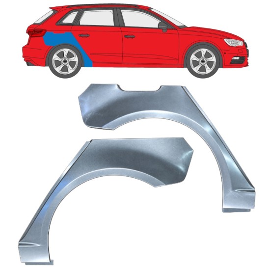 Panneau de réparation arc d'aile arrière pour Audi A3 8V 2012-2020 / Gauche+Droit / HATCHBACK / Ensemble 17282