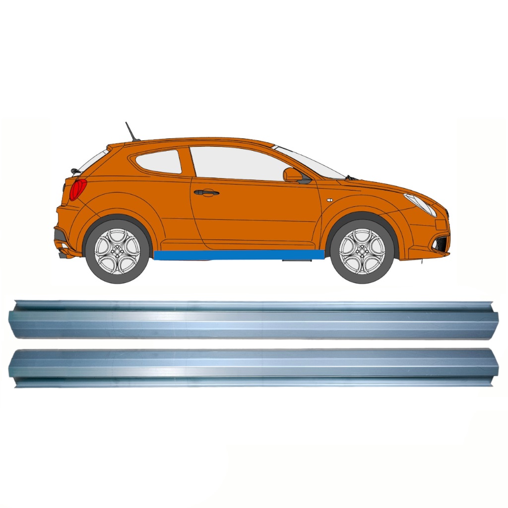 Réparation Bas De Caisse Pour Alfa Romeo Mito 2008- / Gauche = Droite (Symétrique) / Ensemble 10708