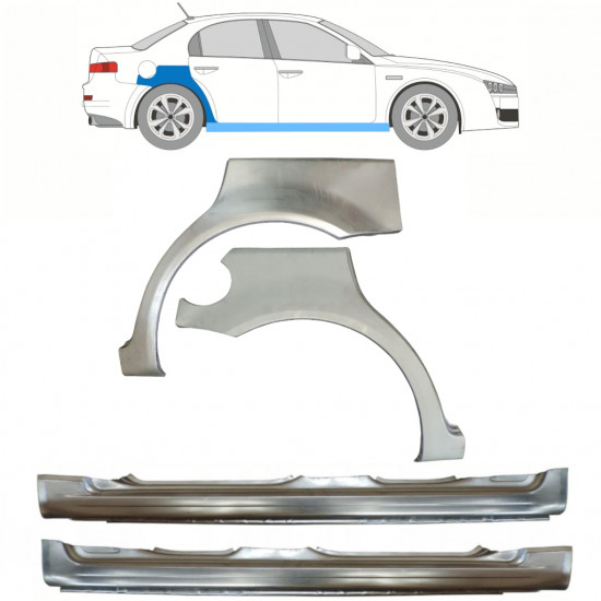 Panneau de réparation du seuil + arc d'aile arrière pour Alfa Romeo 159 2005-2012 / Gauche+Droit / Ensemble 10300