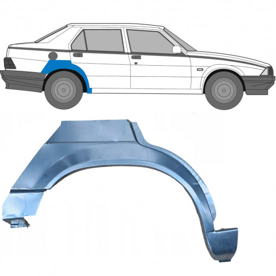 Panneau de réparation arc d'aile arrière pour Alfa Romeo 75 1985-1992 / Droite 7015