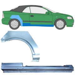 Réparation bas de caisse + passage de roue arrière pour Opel Astra G 1998-2009 / Droite / COUPE / CABRIO / Ensemble 12592