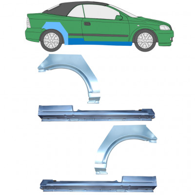 Réparation bas de caisse + passage de roue arrière pour Opel Astra G 2001-2006 CABRIO / Ensemble 12594