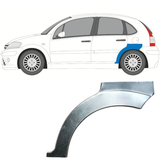 Panneau de réparation arc d'aile arrière pour Citroen C3 2002-2010 / Gauche 14768 Panneau de réparation arc d'aile arrière pour Citroen C3 2002-2010 / Gauche 14768