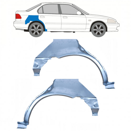 Panneau de réparation arc d'aile arrière pour Honda Civic 1995-2001 / Gauche+Droit / Ensemble 9801