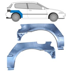 Panneau de réparation arc d'aile arrière pour Honda Civic 1991-1995 / Gauche+Droit / Ensemble 10424