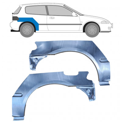 Panneau de réparation arc d'aile arrière pour Honda Civic 1991-1995 / Gauche+Droit / Ensemble 10424