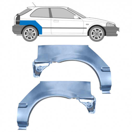 Panneau de réparation arc d'aile arrière pour Honda Civic 1995-2000 / Gauche+Droit / Ensemble 9163