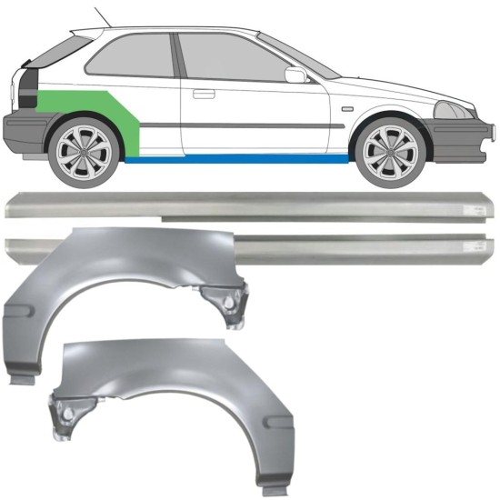 Réparation bas de caisse + passage de roue arrière pour Honda Civic EJ EK 1995-2001 / Gauche+Droit / Ensemble 10664
