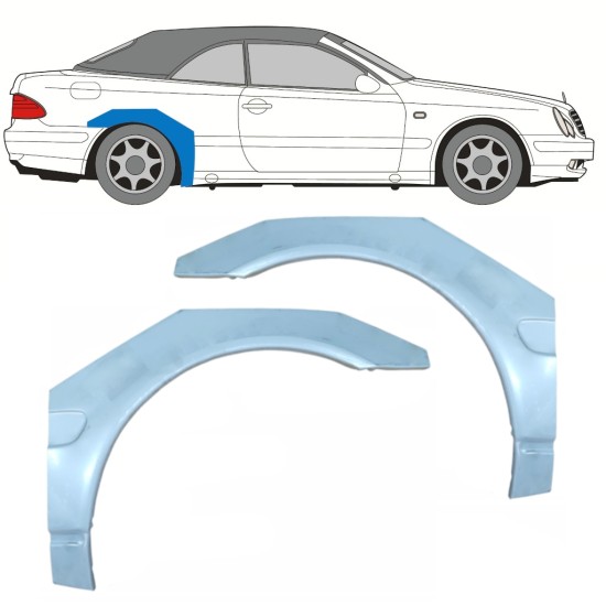 Panneau de réparation arc d'aile arrière pour Mercedes CLK A208 Cabrio 1997-2003 / Droite / CABRIO 16004