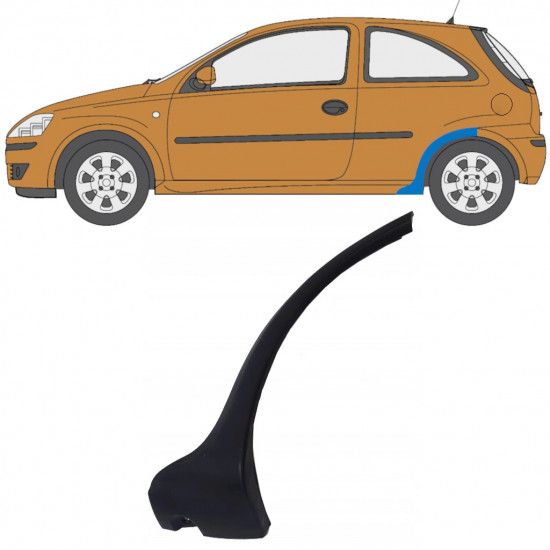 Moulure latérale sur aile arrière pour Opel Corsa 2003-2010 / Gauche 11706