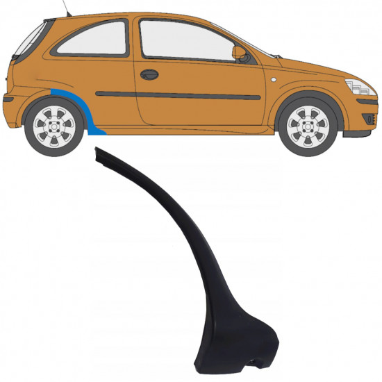 Moulure latérale sur aile arrière pour Opel Corsa 2003-2010 / Droite 11705