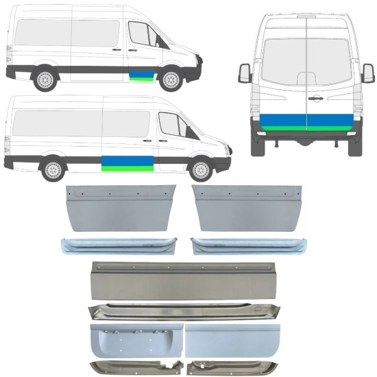 Panneau de réparation des portes intérieur + extérieur pour Volkswagen Crafter 2005-2017 / Gauche+Droit / Ensemble 14493