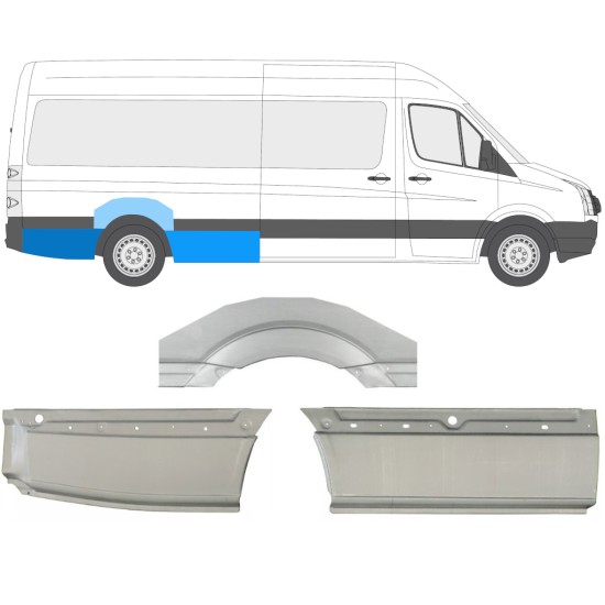 Panneau de réparation arc d'aile arrière pour Volkswagen Crafter 2005-2017 / Droite / Ensemble 13943