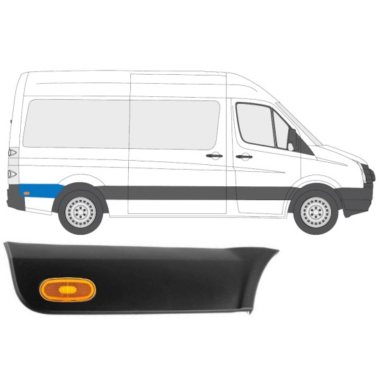 Moulure latérale de l'aile arrière avec lampe pour Volkswagen Crafter 2005-2017 / Droite / Ensemble 14150