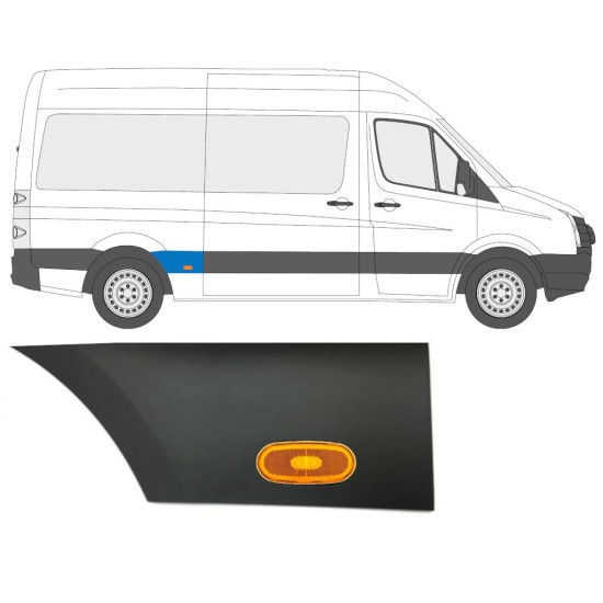 Moulure latérale de l'aile arrière avec lampe pour Volkswagen Crafter 2005-2017 / Droite / Ensemble 14088