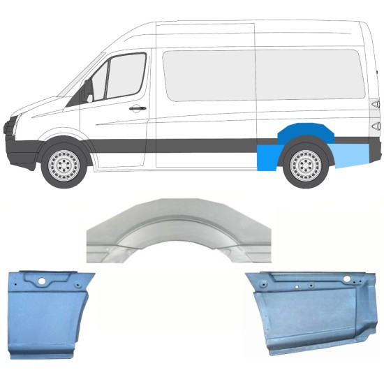 Panneau de réparation arc d'aile arrière pour Volkswagen Crafter 2005-2017 / Gauche / Ensemble 13942