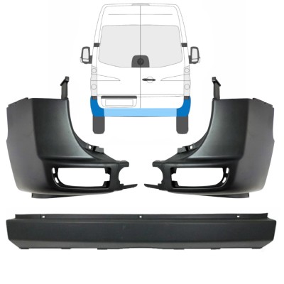 Pare-chocs arrière pour Volkswagen Crafter 2005-2017 / Ensemble 15554