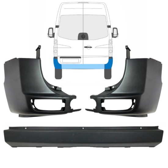 Pare-chocs arrière pour Volkswagen Crafter 2005-2017 / Ensemble 15554