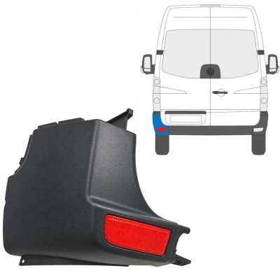 Coin du pare-chocs arrière + lampe réfléchissante pour Volkswagen Crafter 2005-2017 / Gauche / Ensemble 15552