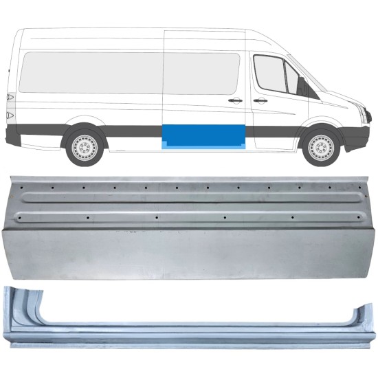 Panneau de réparation des portes latérale + réparation bas de caisse pour Volkswagen Crafter 2005-2017 / Droite / Ensemble 14317