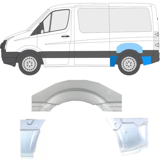 Panneau de réparation arc d'aile arrière pour Volkswagen Crafter 2005-2017 / Gauche / Ensemble 14205