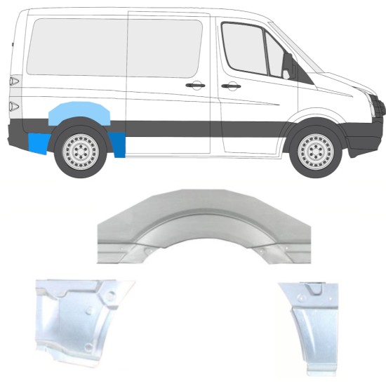 Panneau de réparation arc d'aile arrière pour Volkswagen Crafter 2005-2017 / Droite / Ensemble 14204