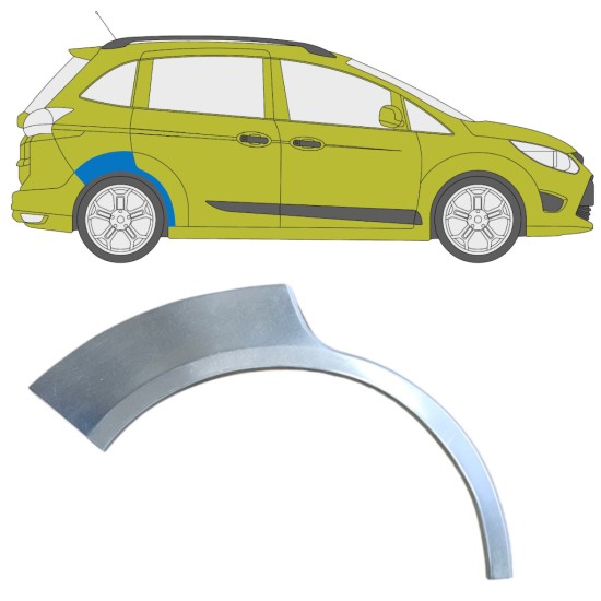 Panneau de réparation arc d'aile arrière pour Ford C-Max 2010-2019 Grand / Droite 15873