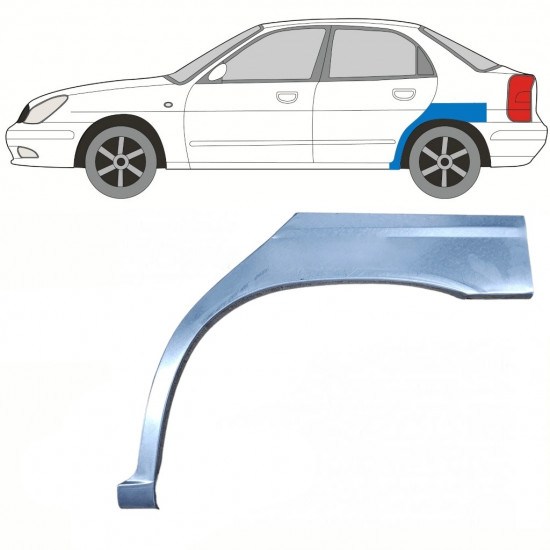 Panneau de réparation arc d'aile arrière pour Daewoo Nubira 1997-2004 / Gauche 8804