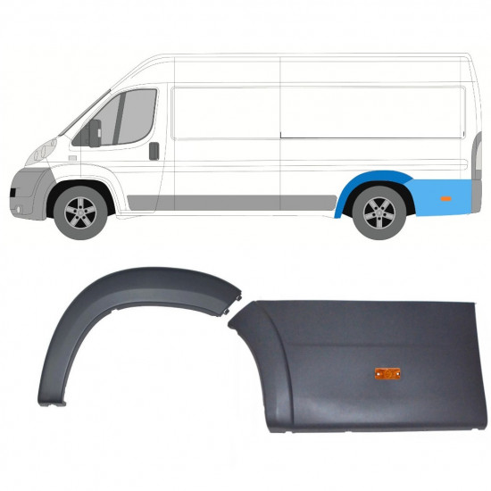 Moulure latérale de l'aile arrière avec lampe pour Fiat Ducato Boxer Relay 2006-2018 / Gauche / Ensemble 10246