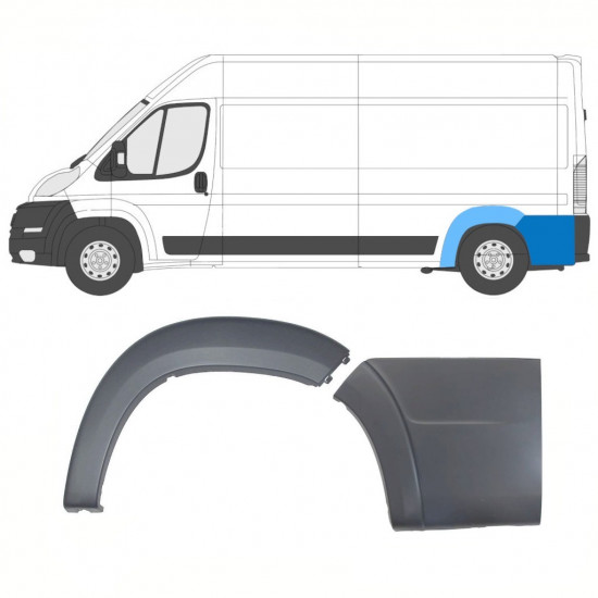 Ensemble de moulures d'aile arrière pour Fiat Ducato Boxer Relay 2006-2018 / MWB / Gauche /  8564