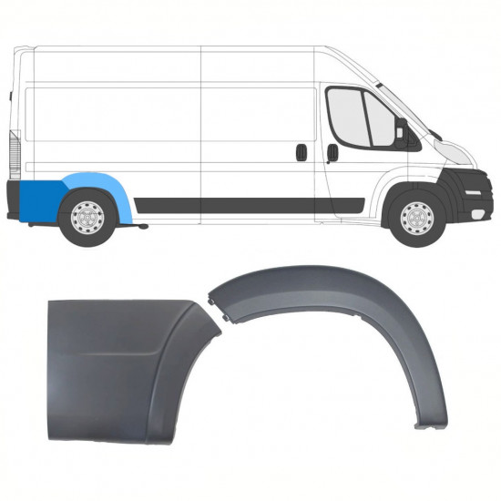 Ensemble de moulures d'aile arrière pour Fiat Ducato Boxer Relay 2006-2018 / Droite /  8472