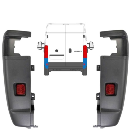 Pare-chocs arrière à 270 degrés pour Citroen Jumper 2006-2018 / Gauche+Droit / Ensemble 14064