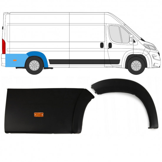 Ensemble de moulures d'aile arrière avec lampe pour Fiat Ducato Boxer Relay 2018- / Droite /  10239