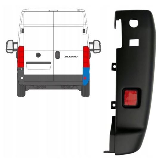 Pare-chocs arrière à 180 degrés pour Fiat Ducato 2018- / Gauche 16024