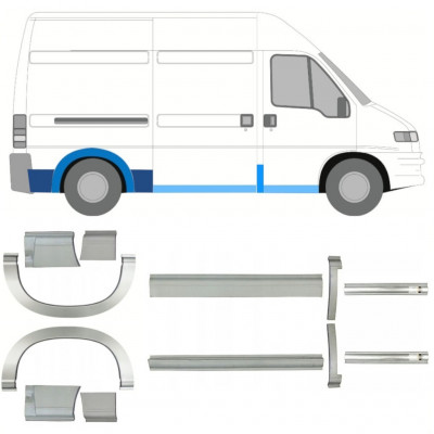 FIAT DUCATO BOXER RELAY EMPATTEMENT MOYEN 1994-2006 PANNEAU DE RÉPARATION DU SEUIL PASSAGE DE ROUE ARRIÈRE / SET