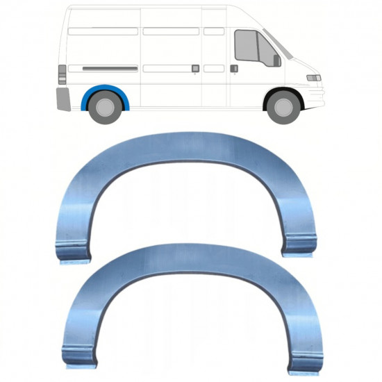 Panneau de réparation arc d'aile arrière pour Fiat Ducato Boxer Relay 1994- / Gauche = Droite (symétrique) / Ensemble 10096