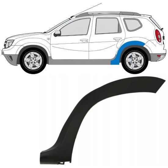 Moulure latérale sur aile arrière pour Dacia Duster 2010-2017 / Gauche 16020