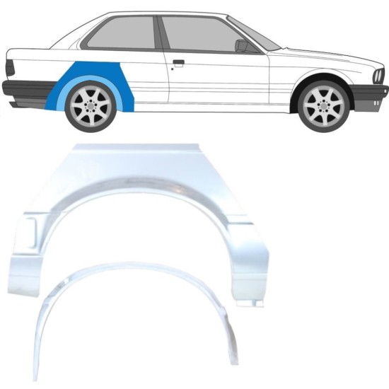 Panneau de réparation arc d'aile arrière intérieur + extérieur pour BMW 3 E30 1987-1994 / Droite / Ensemble 10851