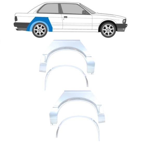 Panneau de réparation arc d'aile arrière intérieur + extérieur pour BMW 3 E30 1987-1994 / Ensemble 10853