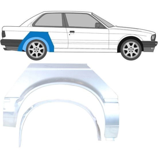 Panneau de réparation arc d'aile arrière intérieur + extérieur pour BMW 3 E30 1982-1987 / Droite / Ensemble 10848