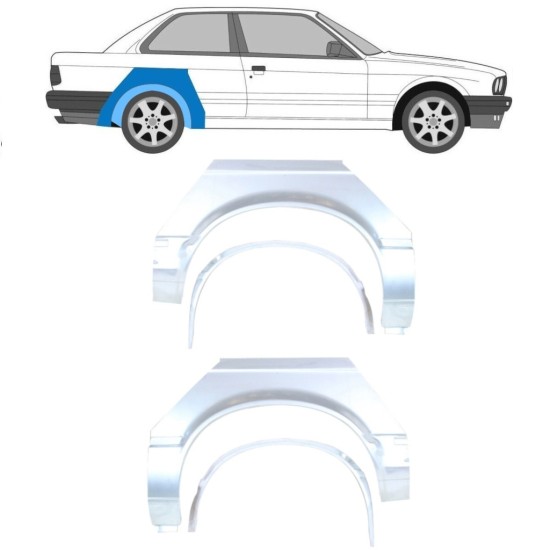 Panneau de réparation arc d'aile arrière intérieur + extérieur pour BMW 3 E30 1982-1987 / Ensemble 10850