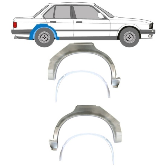 Panneau de réparation arc d'aile arrière intérieur + extérieur pour BMW 3 E30 1982-1987 / Ensemble 10859