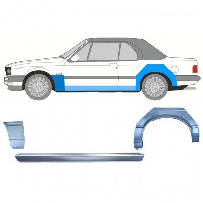 BMW 3 E30 CABRIO 1985-1987 PASSAGE DE ROUE ARRIÈRE + SEUIL + PANNEAU DE L AILE AVANT / SET / GAUCHE