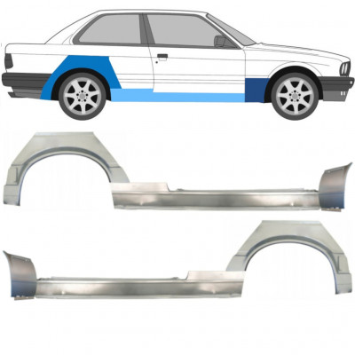 BMW 3 E30 1987-1994 2 PORTE PASSAGE DE ROUE ARRIÈRE + SEUIL + PANNEAU DE RÉPARATION DE L\'AILE AVANT / GAUCHE+DROIT