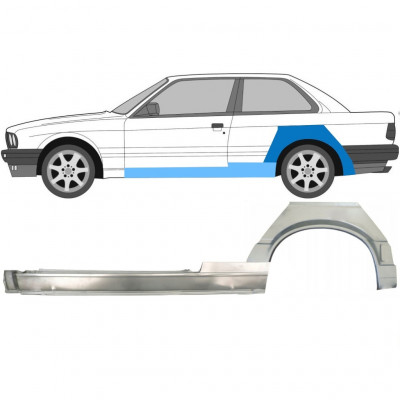 BMW 3 E30 1987-1994 2 PORTE PASSAGE DE ROUE ARRIÈRE + PANNEAU DE RÉPARATION DU SEUIL / GAUCHE