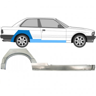 BMW 3 E30 1987-1994 2 PORTE PASSAGE DE ROUE ARRIÈRE + PANNEAU DE RÉPARATION DU SEUIL / DROIT