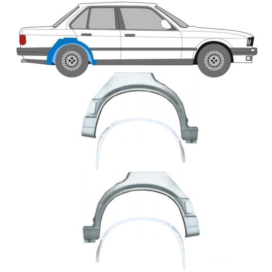 Panneau de réparation arc d'aile arrière intérieur + extérieur pour BMW 3 E30 1987-1994 / Ensemble 10862